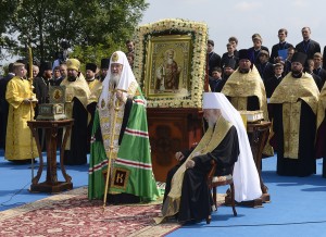 На Соборной площади Киево-Печерской лавры в день памяти равноапостольного князя Владимира